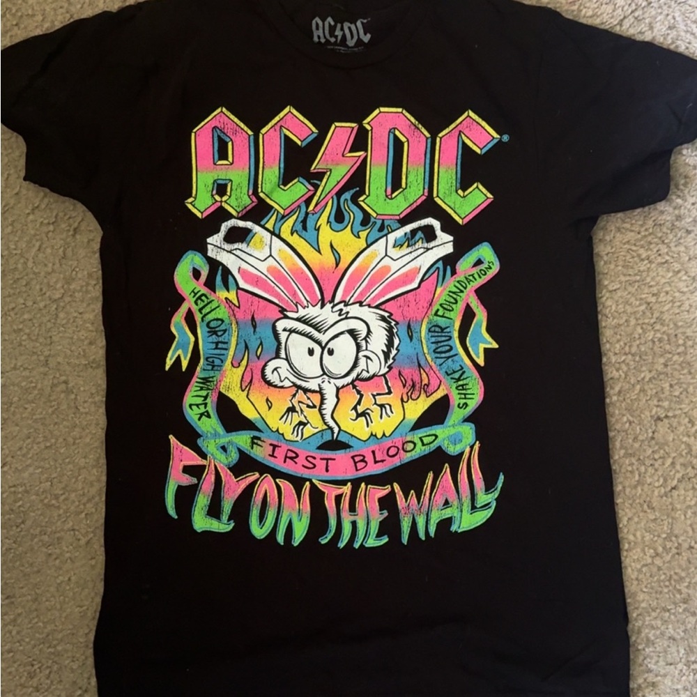 AC/DC Black Tee with Neon Graphic